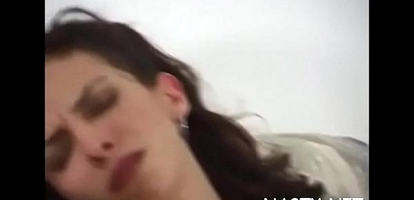  Extraordinary teen brunette Cristina bends down for sex
